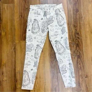 Madewell Skinny Skinny Ankle Jean - white vintage South Africa map, size 27